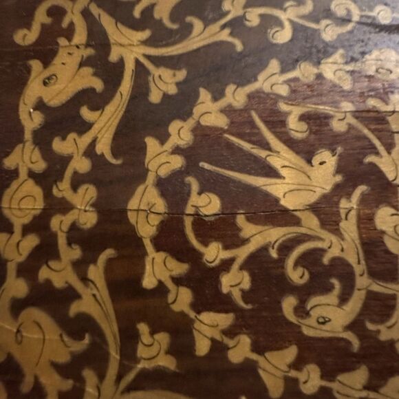 Vintage Italian slightly curved top wooden inlay jewelry music box 7x5 1/4. - Picture 2 of 6